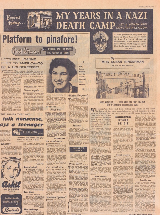 Newspaper article 10th April 1961