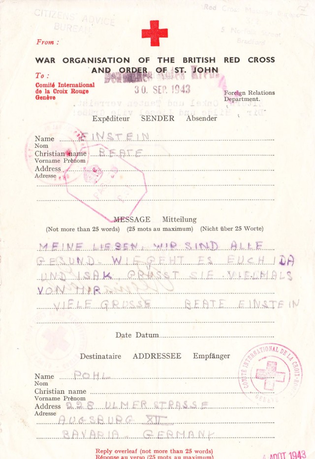 Beate writes to the neighbours the Pohl’s (no date)