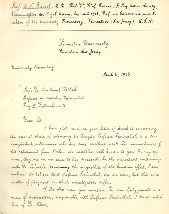 letter from prof Russel