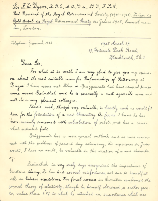 Letter from Dyson, Renate’s Book Of Letters