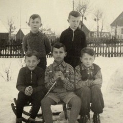 Last photo of my friends and I playing in the snow ( Winter 1938)