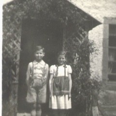 Outside the cottage where we lived in Forres