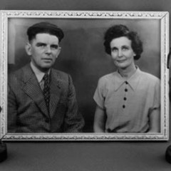 Fred and Sophie Gallimore with two ornaments that were left to Dorrith