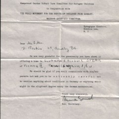 letter to the Peskins thanking them for accepting John
