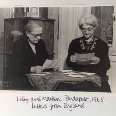 Lilly and Martha in Budapest in 1945 reading letters from England