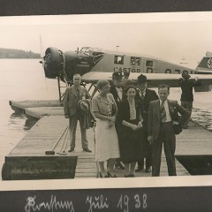 Trip on a plane 1938. Note the swastika.